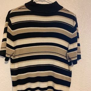 Croft & Borrow Stripe Black & Beige Sweater XL
